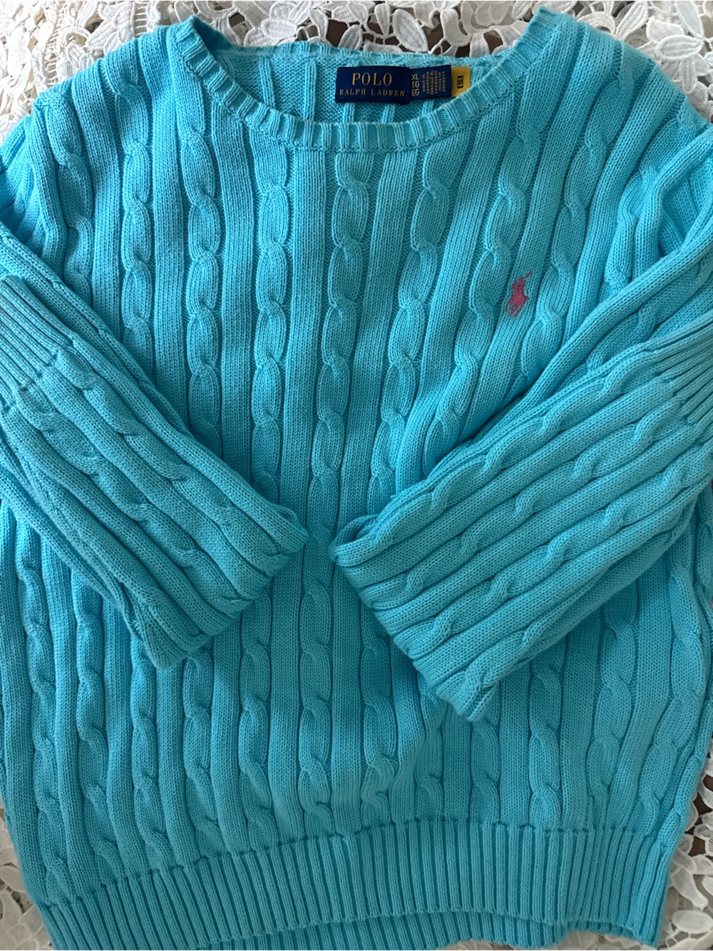 Ralph Lauren Aqua Cable-Knit Sweater